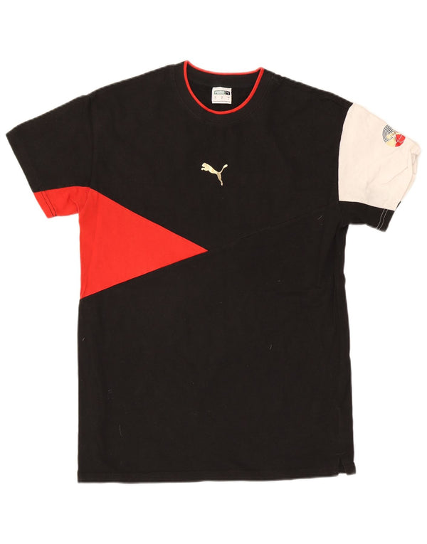 Puma Herren T-Shirt Top Small Schwarz Colourblock Baumwolle