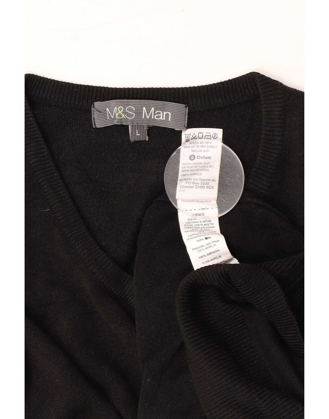 Marks & Spencer Herren-Pullover mit V-Ausschnitt, groß, Acryl, Schwarz