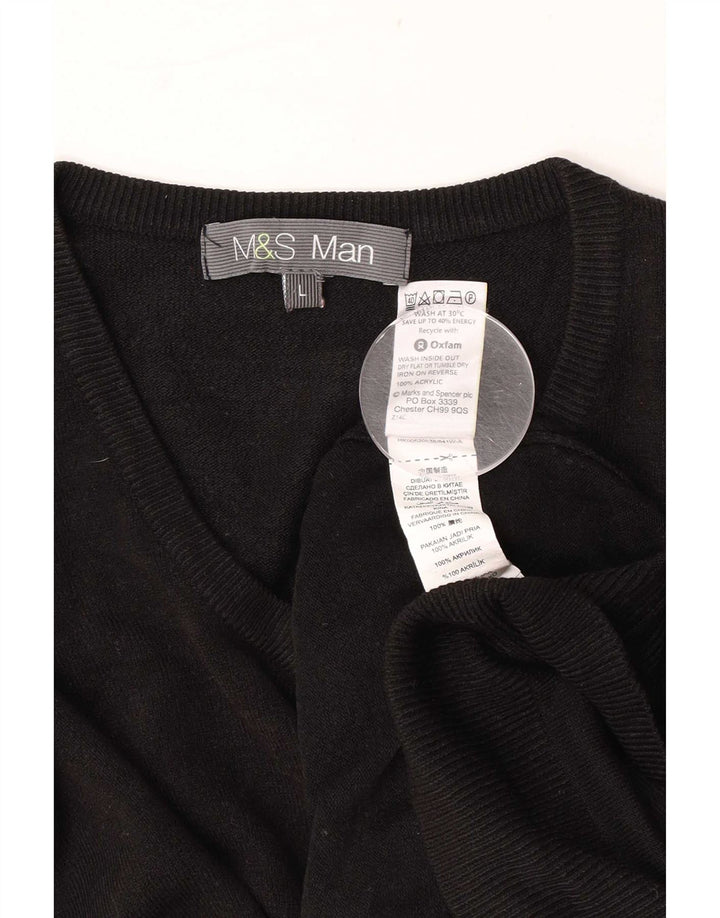 Marks & Spencer Herren-Pullover mit V-Ausschnitt, groß, Acryl, Schwarz