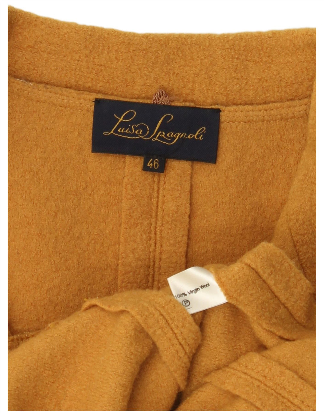 Luisa Spagnoli Damen 2-Knopf-Blazerjacke IT 46 Große gelbe Wolle