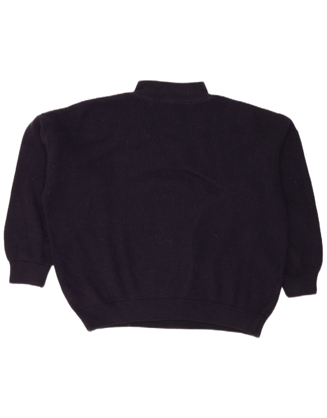 Vintage Damen Übergroßer Pullover mit Reißverschluss, UK 16, große marineblaue Wolle