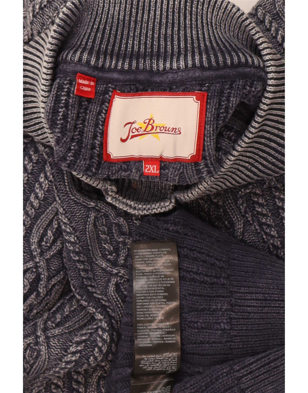 Joe Browns Herren-Pullover mit Knopfkragen, 2XL, graue Baumwolle