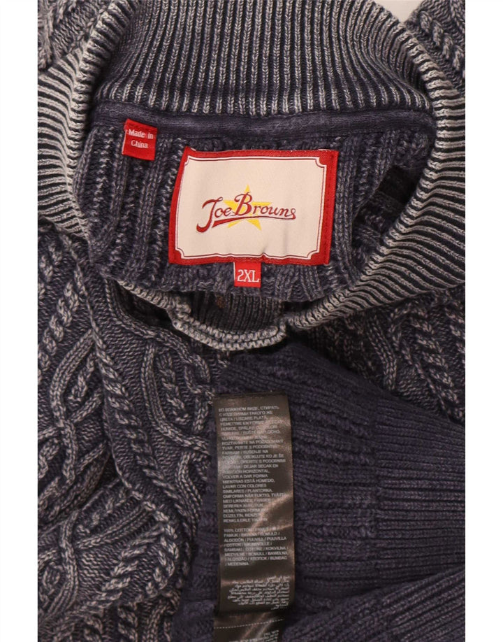 Joe Browns Herren-Pullover mit Knopfkragen, 2XL, graue Baumwolle