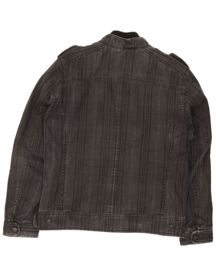 Zara Herren Militär-Jeansjacke, UK 40, große graue Baumwolle