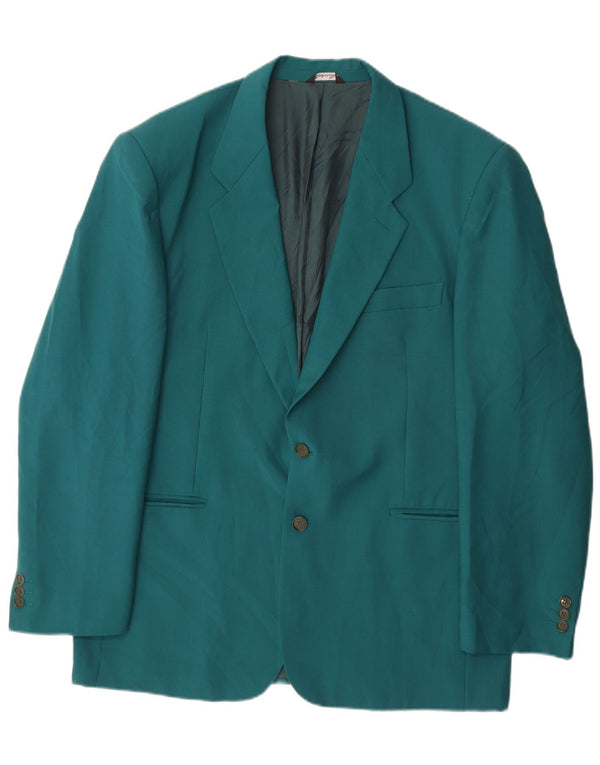 Vintage Herren 2 Knopf Blazer Jacke IT 54 2XL Blaue Wolle
