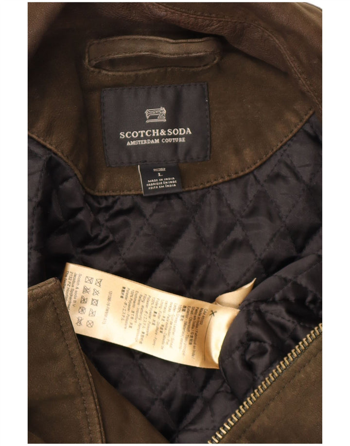 Scotch & Soda Herren Wildlederjacke UK 40 Large Khaki Leder