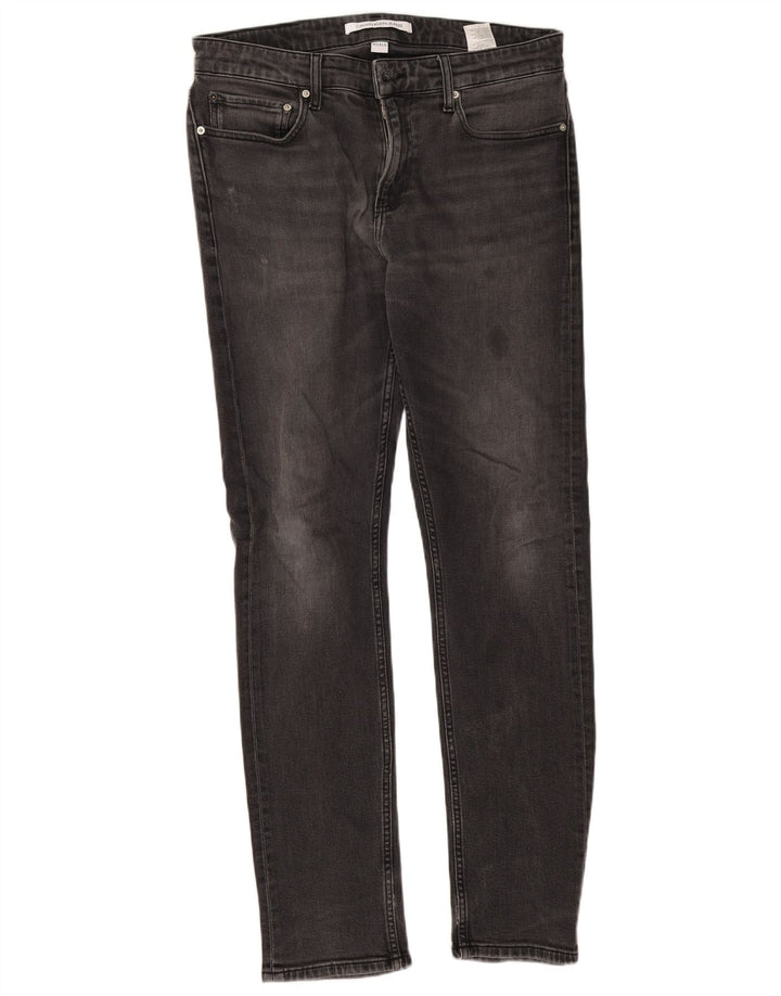 Calvin Klein Herren Slim Jeans W32 L32 Graue Baumwolle
