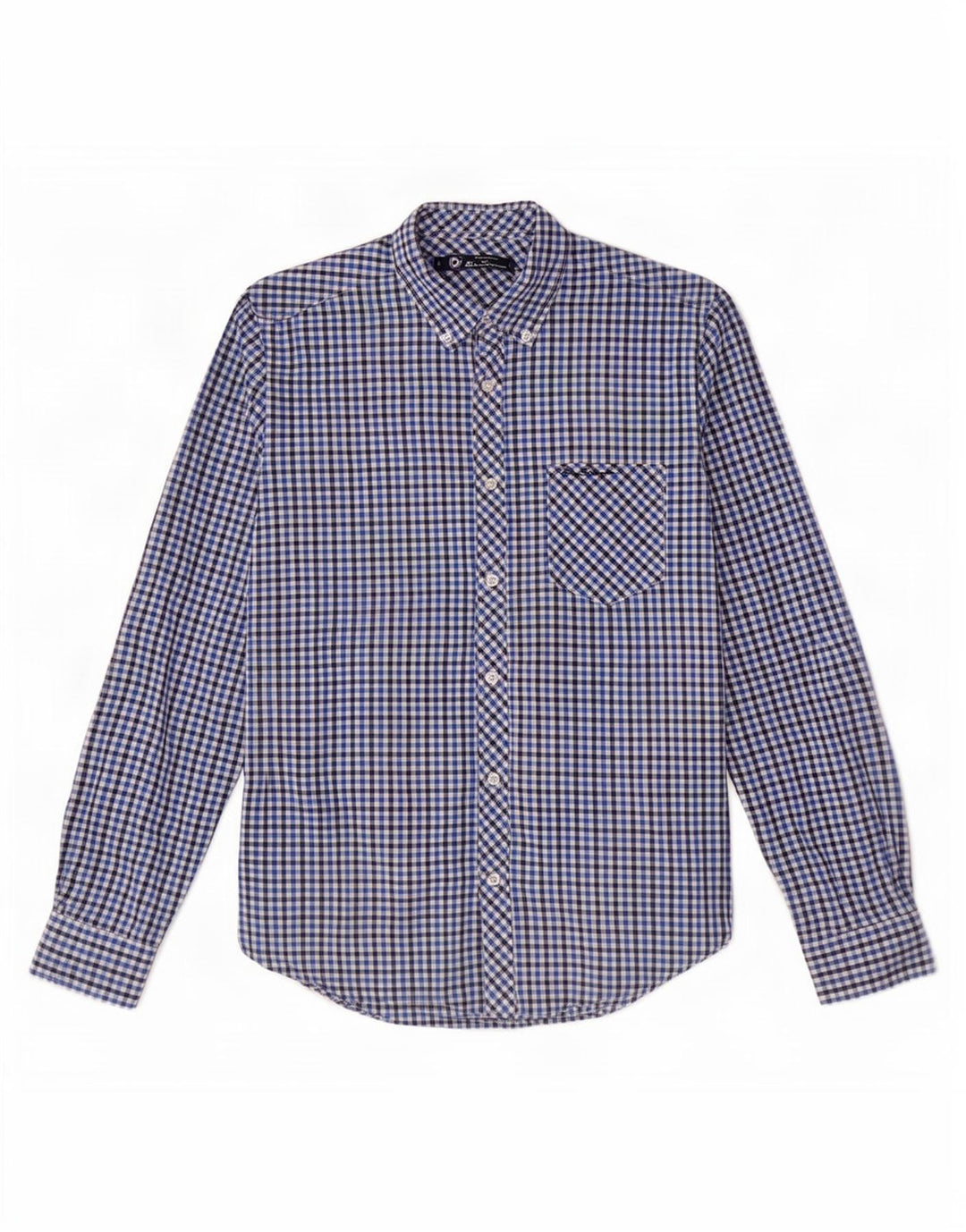 Ben Sherman Herrenhemd, klein, marineblau, Gingham-Baumwolle