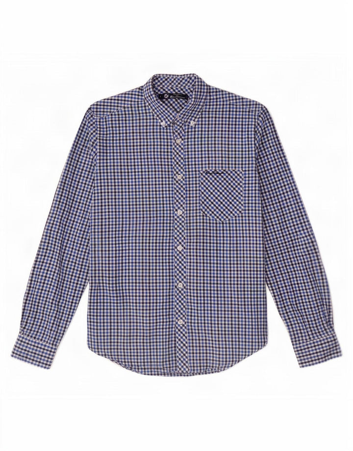 Ben Sherman Herrenhemd, klein, marineblau, Gingham-Baumwolle