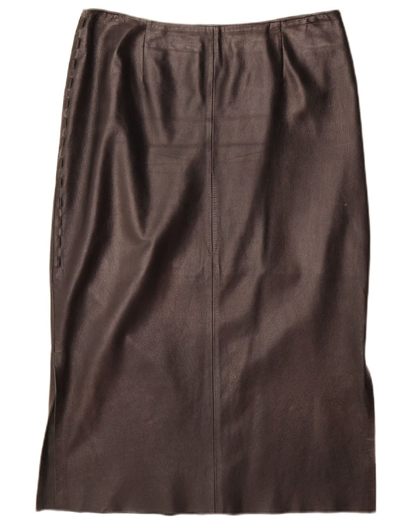 Vintage Damen High Waist Lederrock IT 48 XL W32 Schwarz