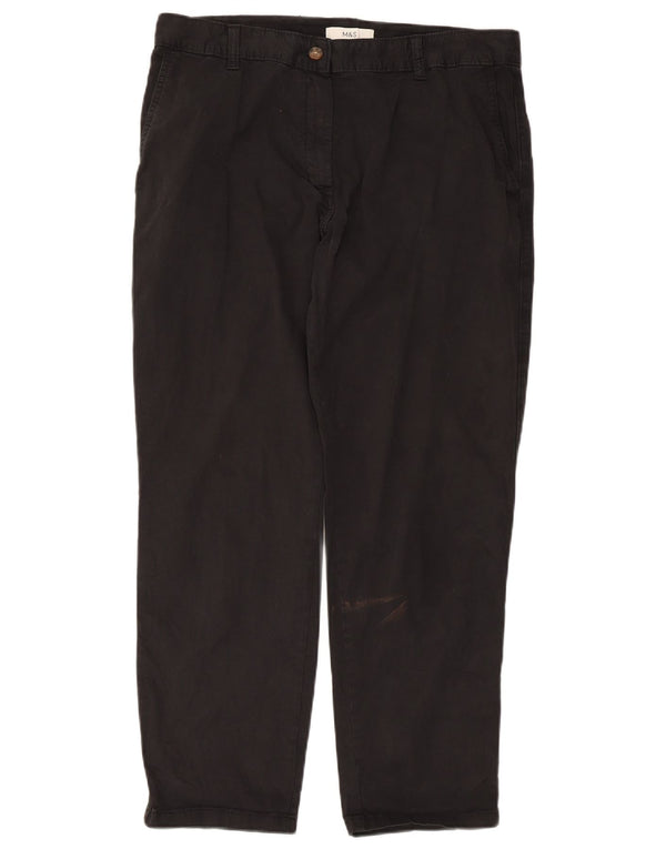 Marks & Spencer Damen Gerade Chinohose UK 14 Large W34 L27 Schwarz