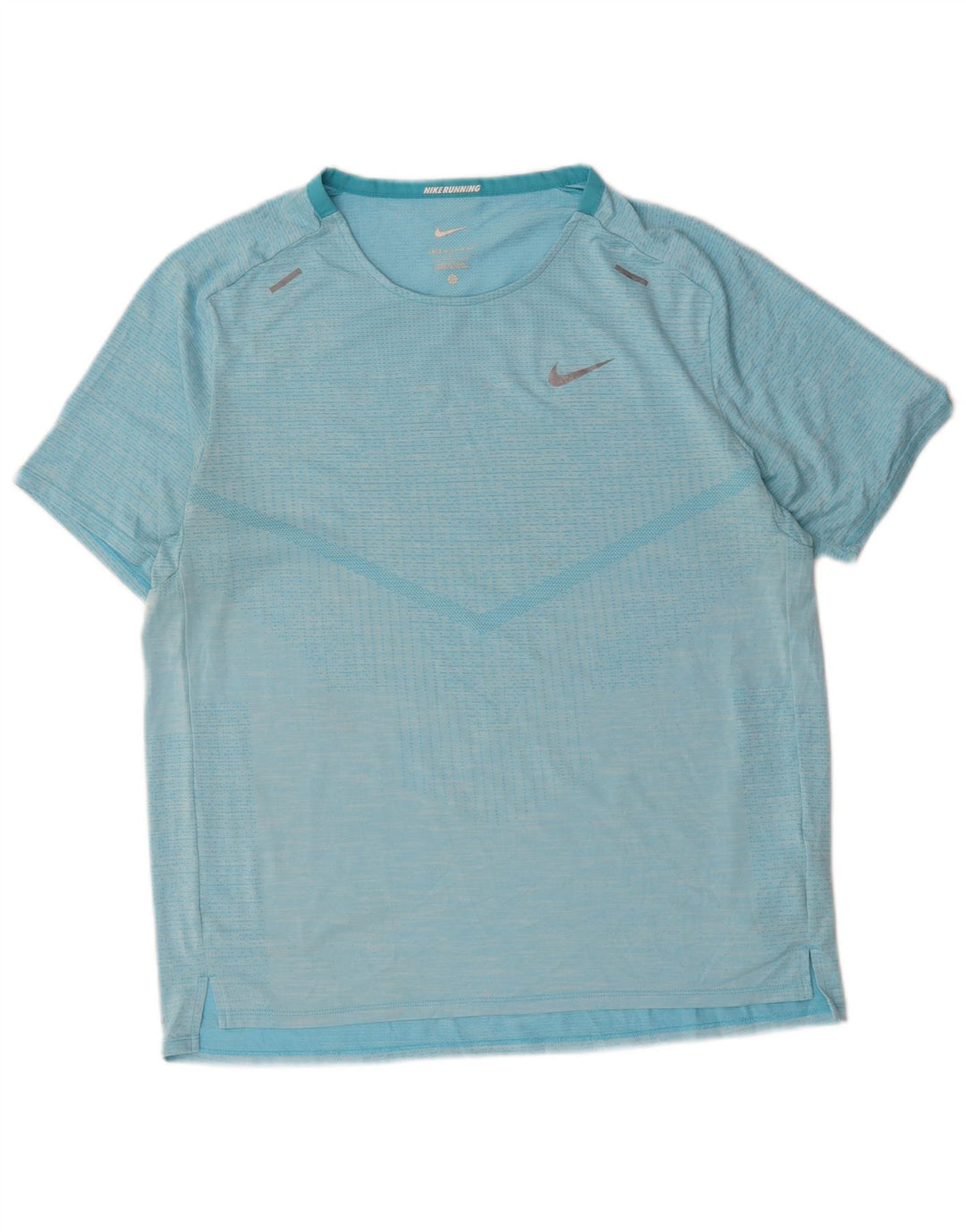 Nike Herren Dri Fit T-Shirt Top, großes blaues Nadelstreifen-Polyester