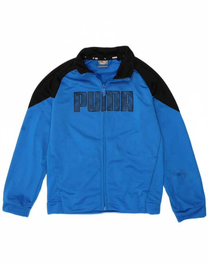 PUMA Boys Graphic Tracksuit Top Jacket 7-8 Years  Blue Colourblock