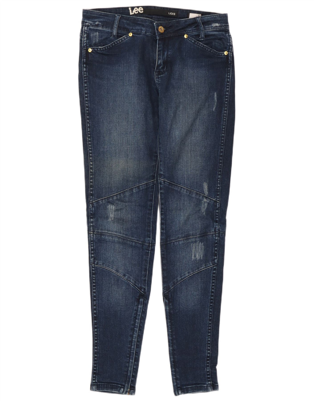 Lee Damen Licks Distressed Skinny Jeans US 9 Medium W30 L30 Marineblau