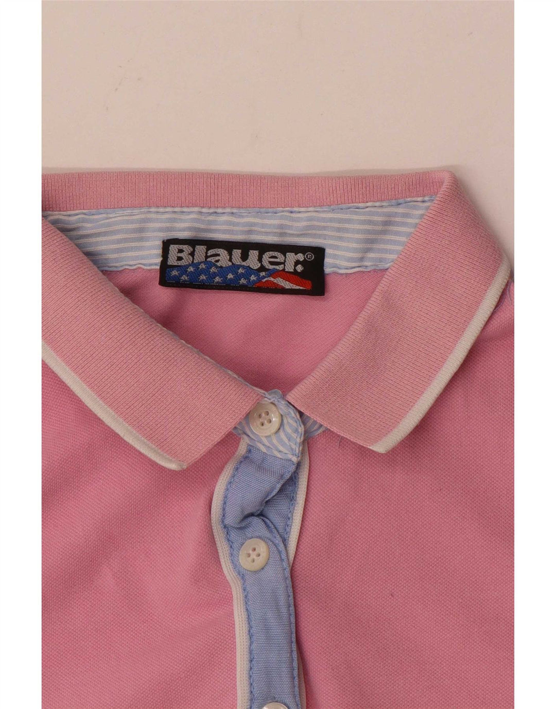 Blauer Damen Poloshirt UK 12 Mittelrosa