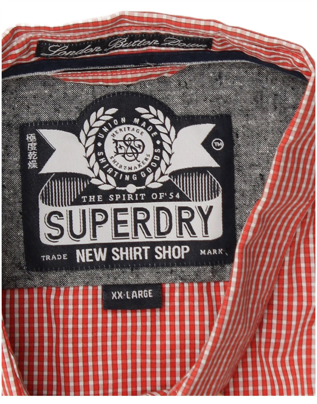 Superdry Herren-Kurzarmhemd 2XL aus roter Gingham-Baumwolle