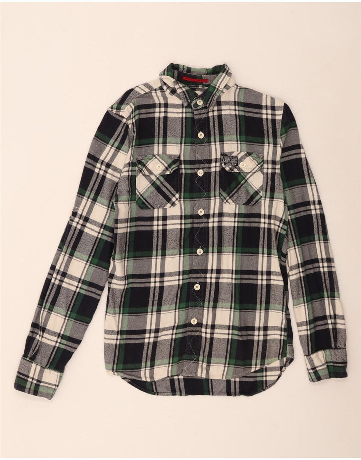 Superdry Herren-Flanellhemd, groß, marineblau, kariert, Baumwolle