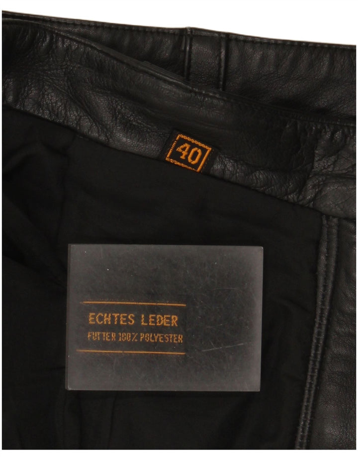 Vintage Damen Lederrock EU 40 Medium W30 Schwarzes Leder