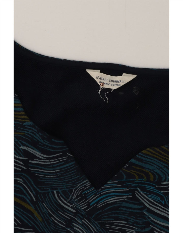 SEASALT CORNWALL Damen-Etuikleid mit abstraktem Muster, Größe 46, Blau
