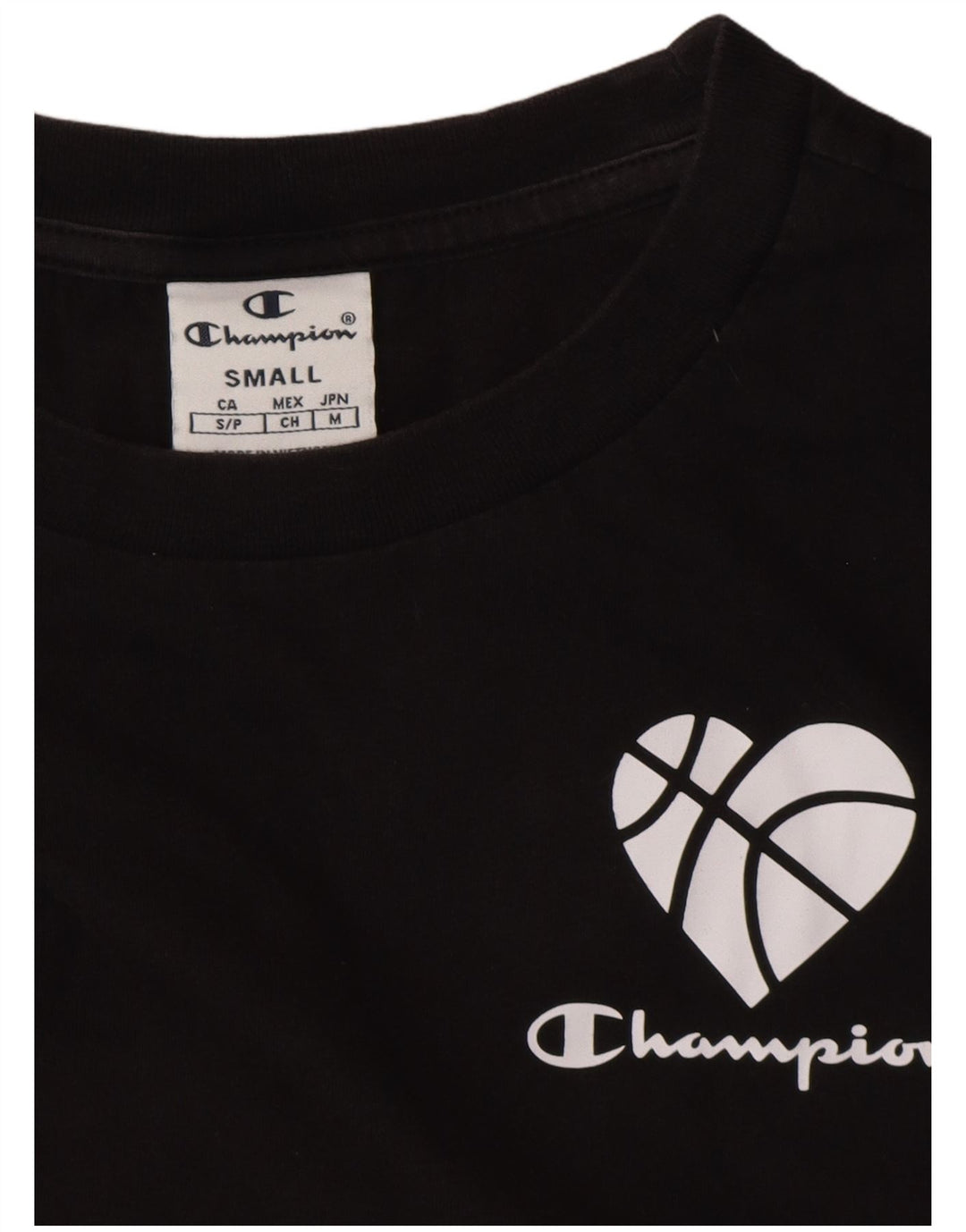 CHAMPION Damen Crop Oversize Graphic T-Shirt Top UK 10 Small Schwarz