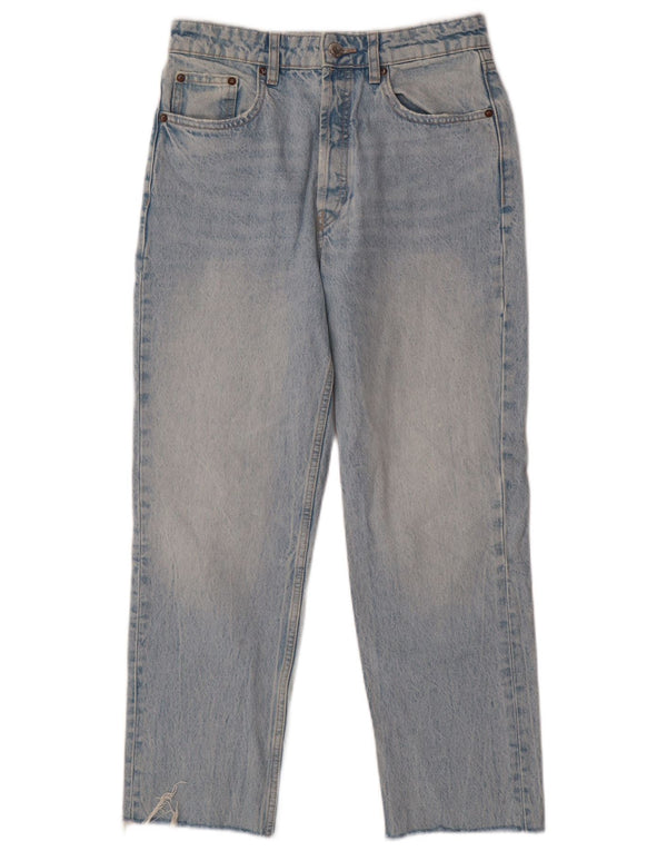 ZARA Damen-Jeans, kurz geschnitten, EU 38, Größe S, W28, L25, Blau, Baumwolle