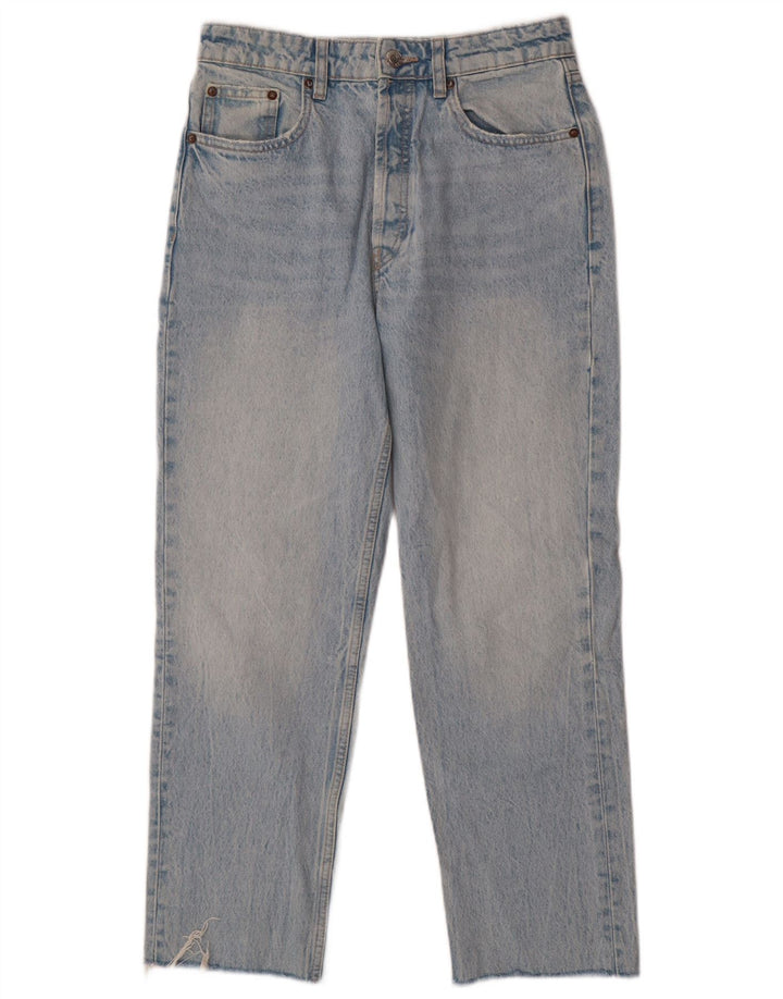ZARA Damen-Jeans, kurz geschnitten, EU 38, Größe S, W28, L25, Blau, Baumwolle