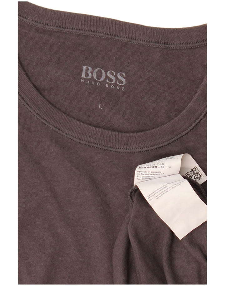 HUGO BOSS Herren T-Shirt Top Large Grau Baumwolle