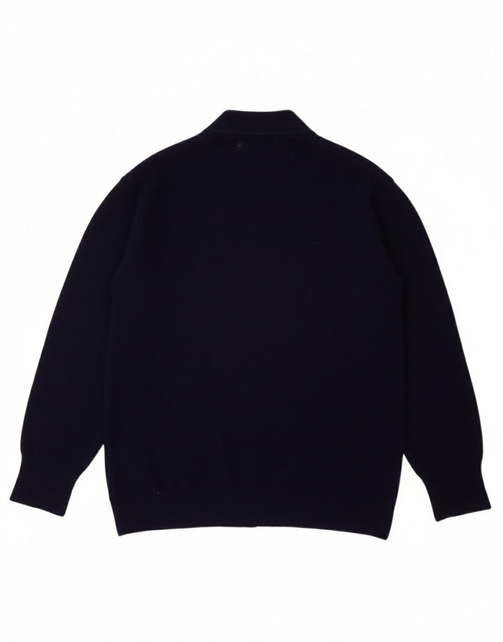 BENETTON Jungen-Cardigan-Pullover, 13–14 Jahre, marineblaue Wolle