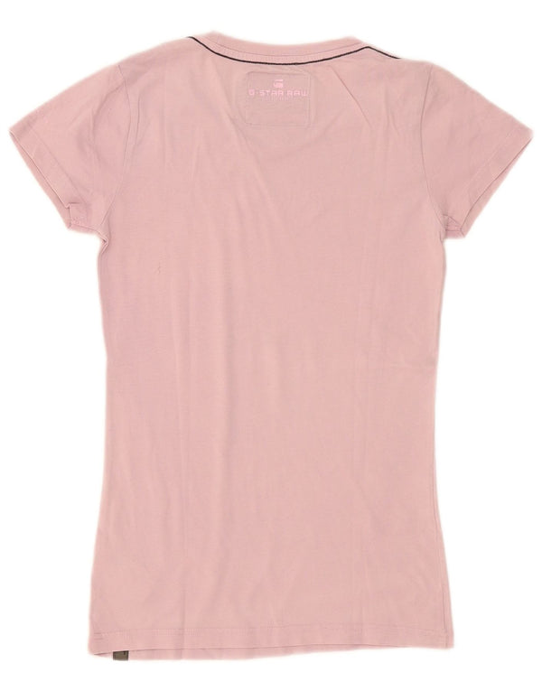 G-Star Womens Graphic T-Shirt Top UK 8 Small Pink Cotton