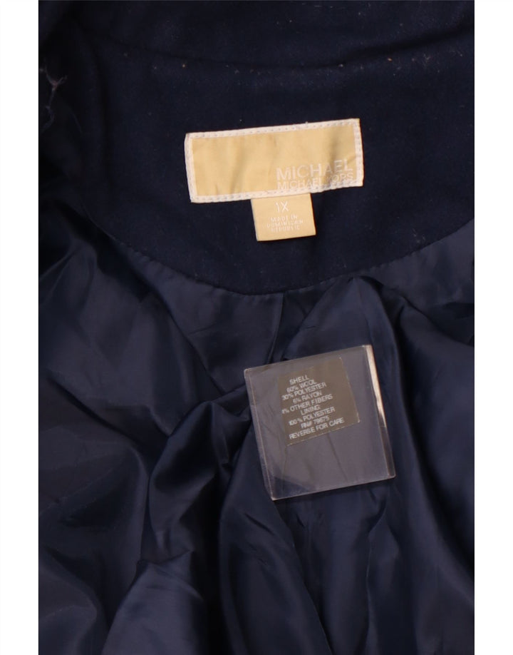 MICHAEL KORS Damen Kapuzenmantel UK 18 XL Marineblaue Wolle