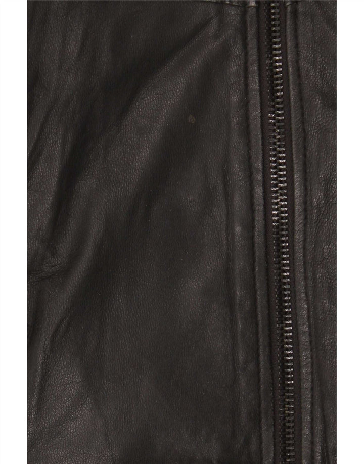 Replay Herren Bomber-Lederjacke UK 38 Mittelschwarzes Leder