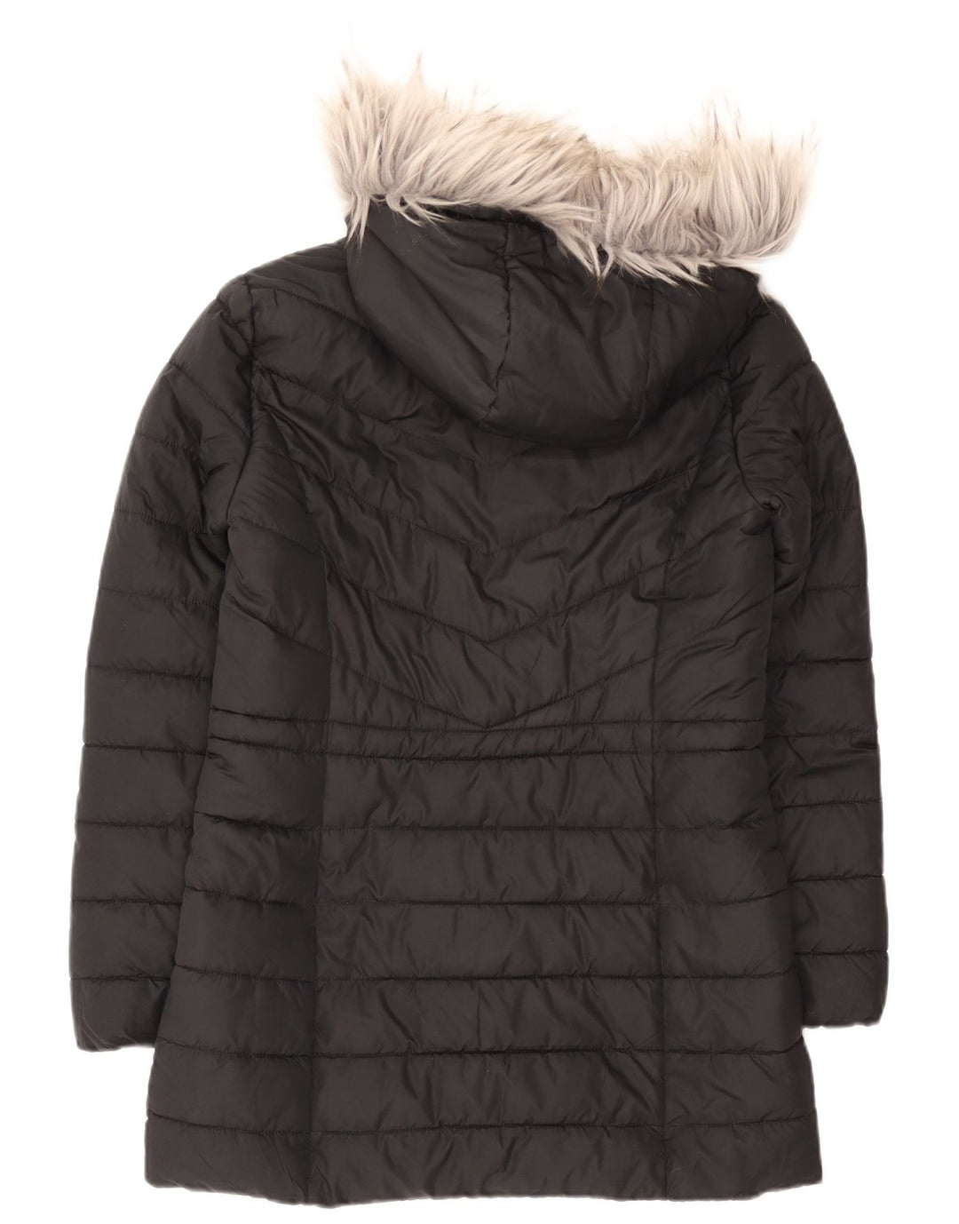 Hollister Womens Hooded Sherpa Padded Coat UK 14 Mittelschwarzes Polyester