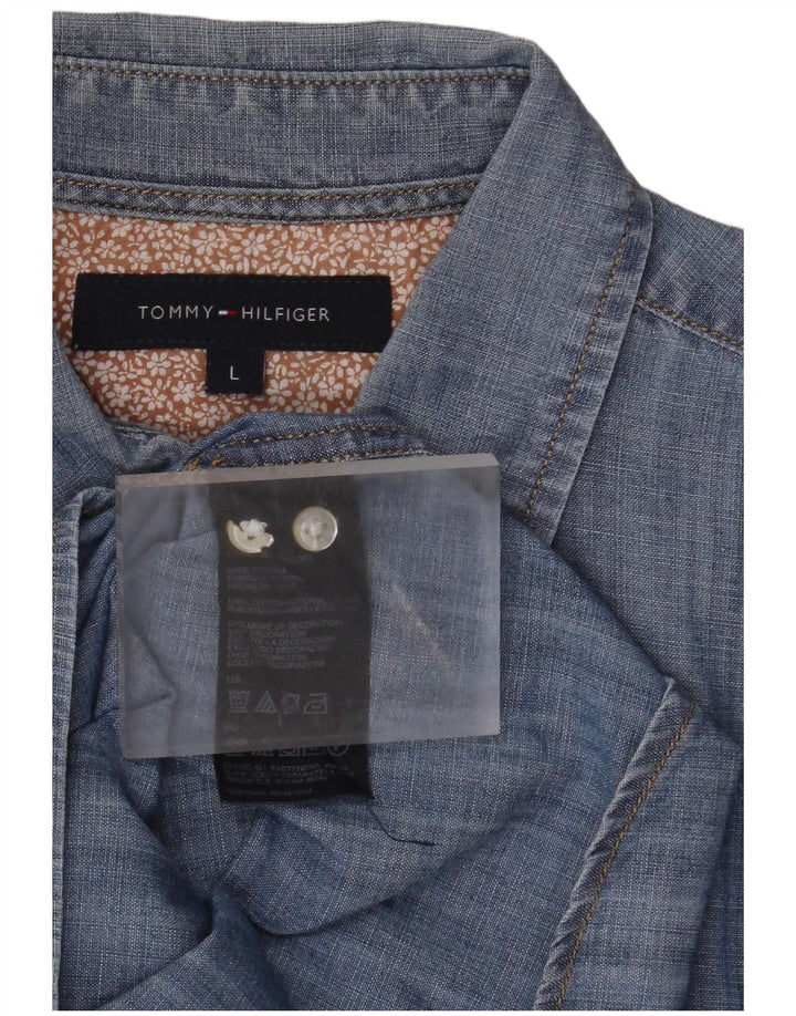 Tommy Hilfiger Herren-Jeanshemd, große blaue Baumwolle