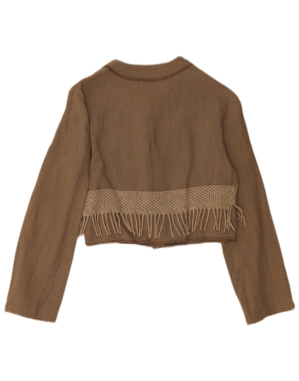 VINTAGE Damen Bolero Top UK 10 Small Beige