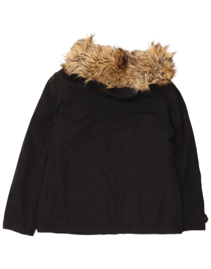 Topshop Damen-Sherpa-Parka mit Kapuze, UK 16, Größe L, Schwarz, Polyester