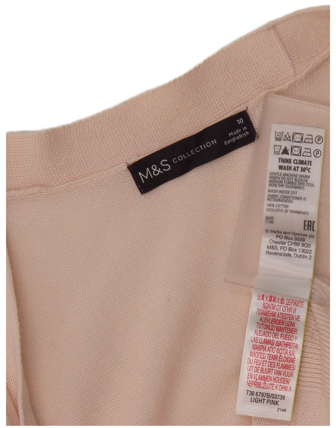 Marks & Spencer Langer, übergroßer Damen-Strickjackenpullover, Gr. 10, Größe S, Rosa