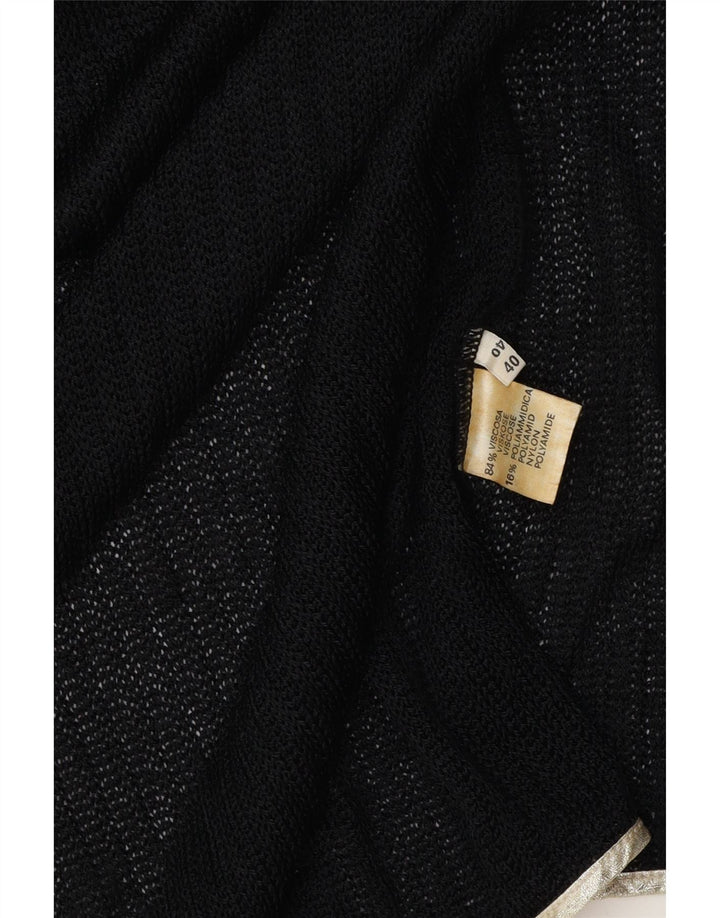 Vintage Damen Offener Cardigan Pullover EU 40 Mittelschwarze Viskose