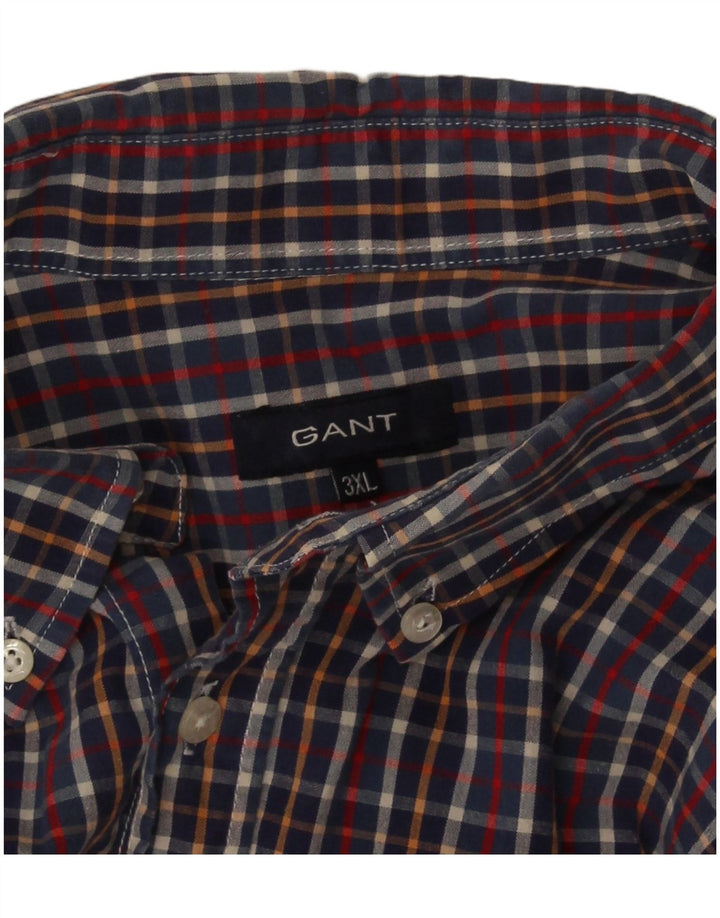 Gant Herren Kurzarm-Hemd mit normaler Passform, 3XL, blau kariert