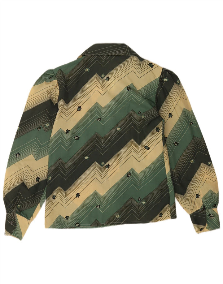 Vintage Damen Hemdbluse IT 46 Groß Grün Geometrisch