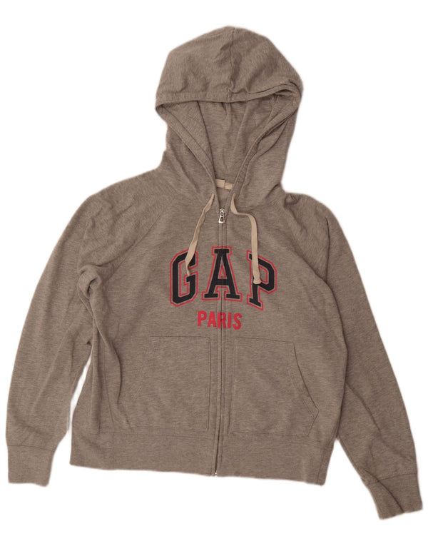 Gap Damen-Kapuzenpullover mit grafischem Reißverschluss, UK 16, Größe L, Grau, Baumwolle