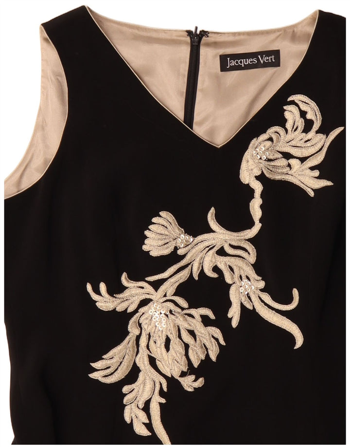 JACQUES VERT Damen Ärmelloses Maxikleid UK 14 Large Schwarz Polyester