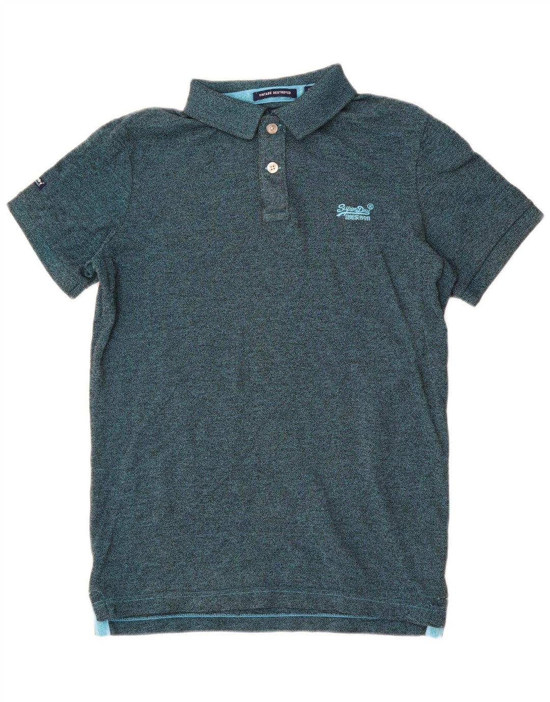 Superdry Herren-Poloshirt aus mittelgrün meliertem Polyester