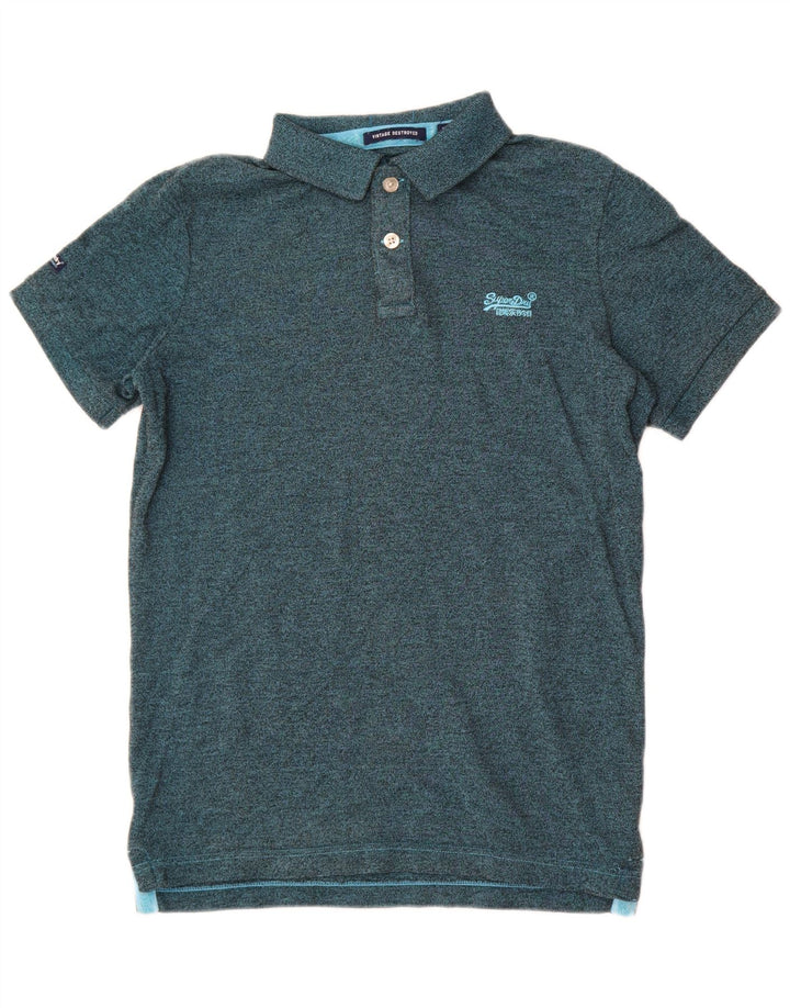 Superdry Herren-Poloshirt aus mittelgrün meliertem Polyester