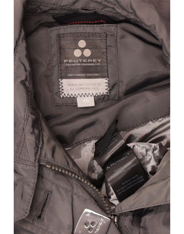 PEUTEREY Damen wattierte Jacke mit Gürtel IT 46 Large Grau Polyamid Klassisch