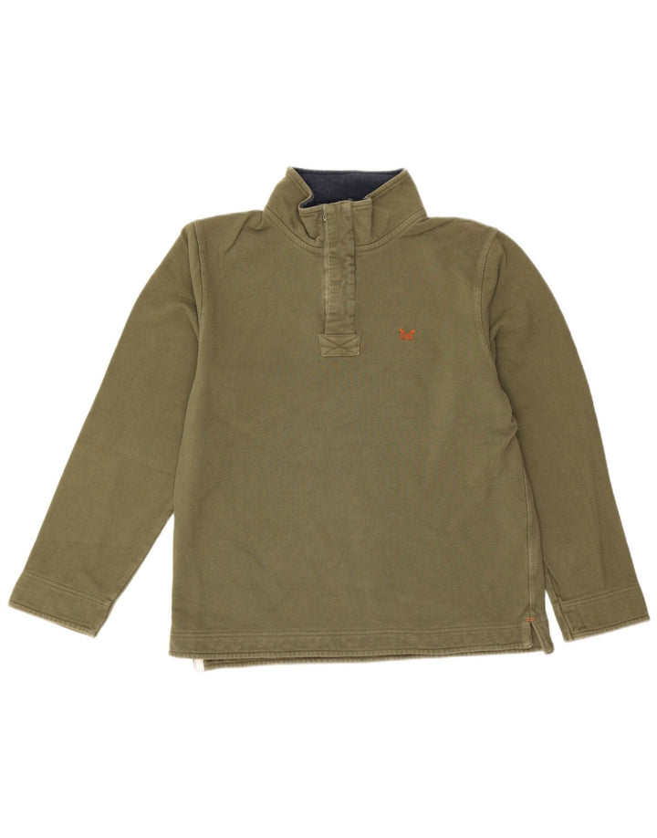 Crew Clothing Herren-Sweatshirt mit Reißverschluss am Hals, mittlere Khaki-Baumwolle