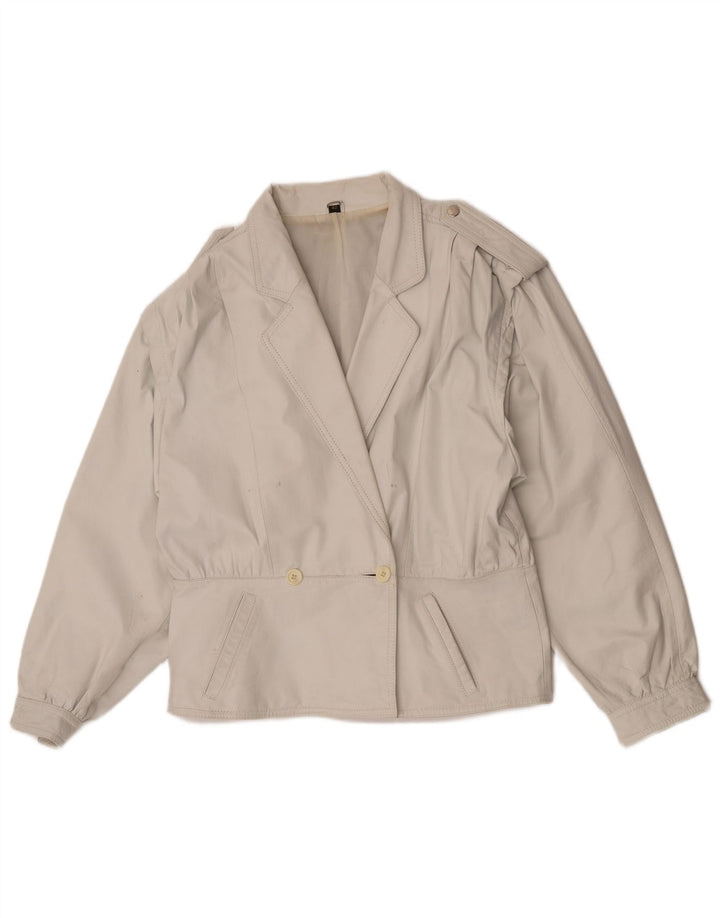 Vintage Damen Militärlederjacke EU 42 Großes weißes Leder