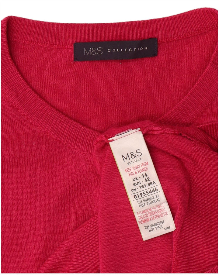 Marks & Spencer Damen-Cardigan-Pullover UK 14 Mittelrosa Viskose-Klassiker