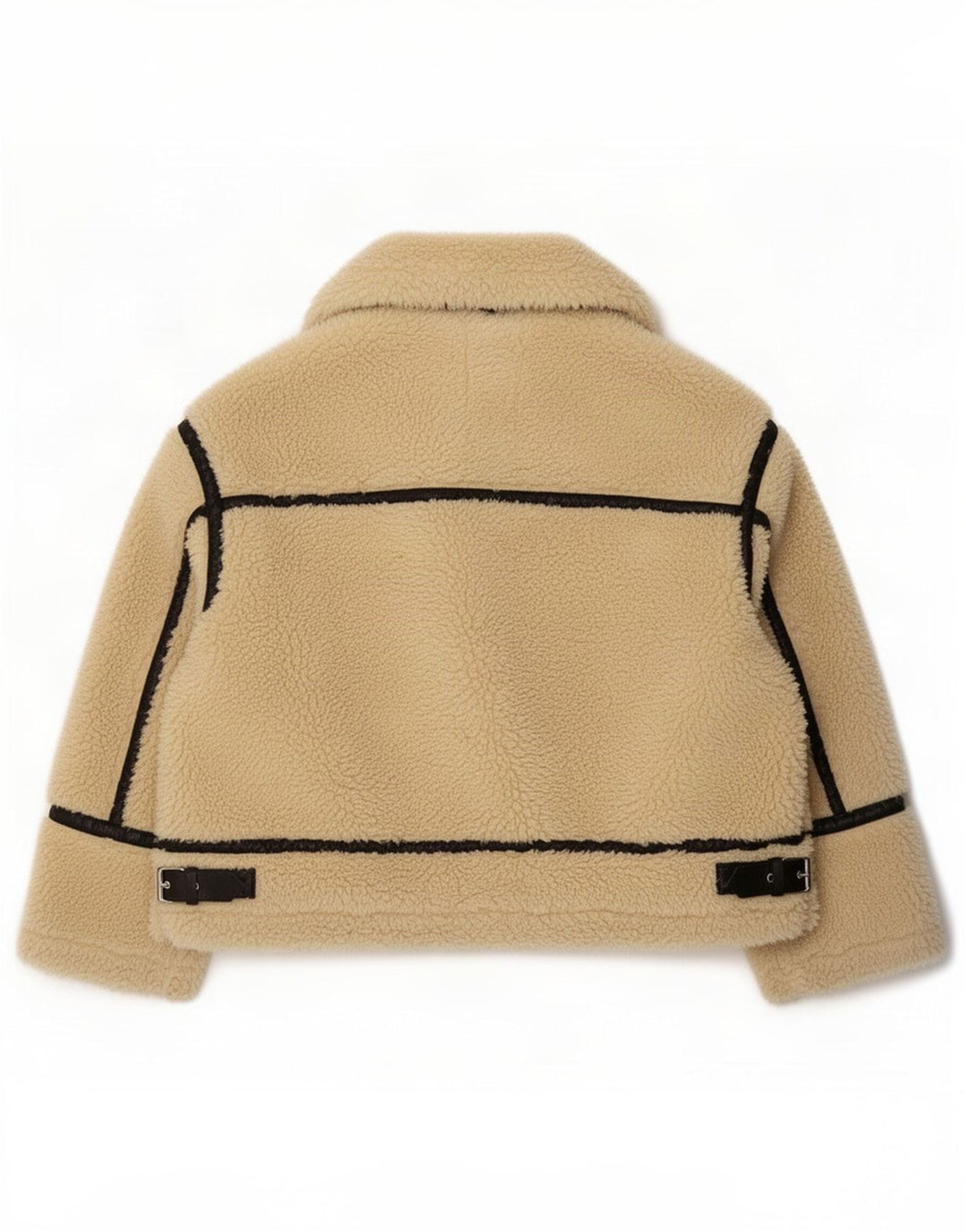 Übergroße Sherpa-Jacke von Zara für Damen, UK 14, Größe L, Beige, Farbblock