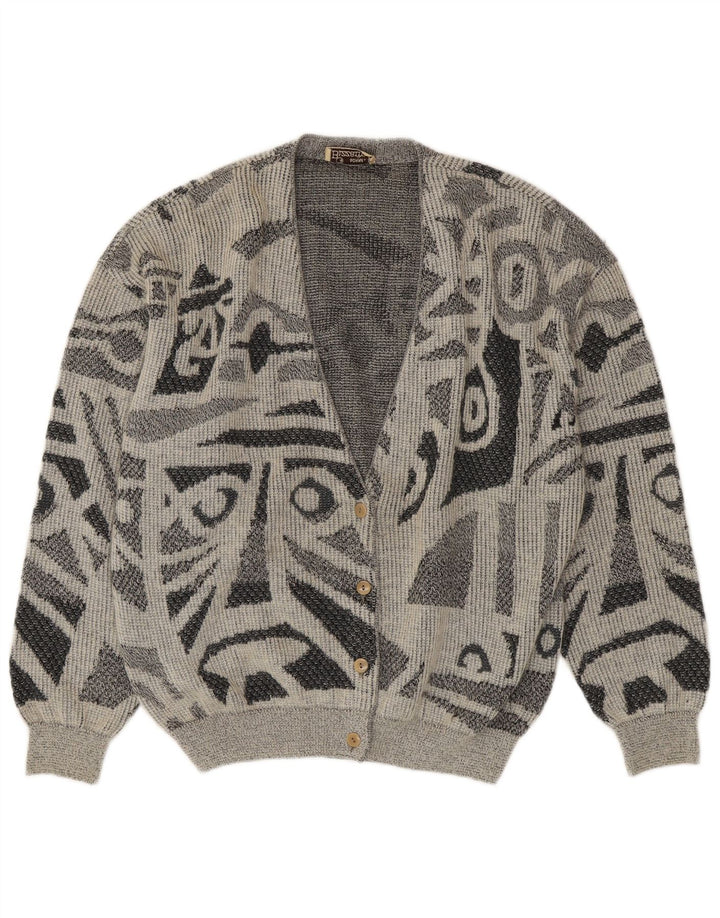 Bizzarro Damen-Strickjacke in Übergröße, IT 44, mittelgrau, geometrisch