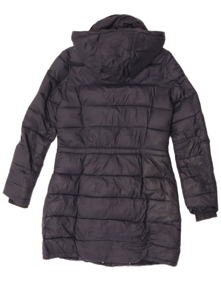 Massimo Dutti Wattierter Damenmantel mit Kapuze, UK 10, Small, schwarzes Nylon